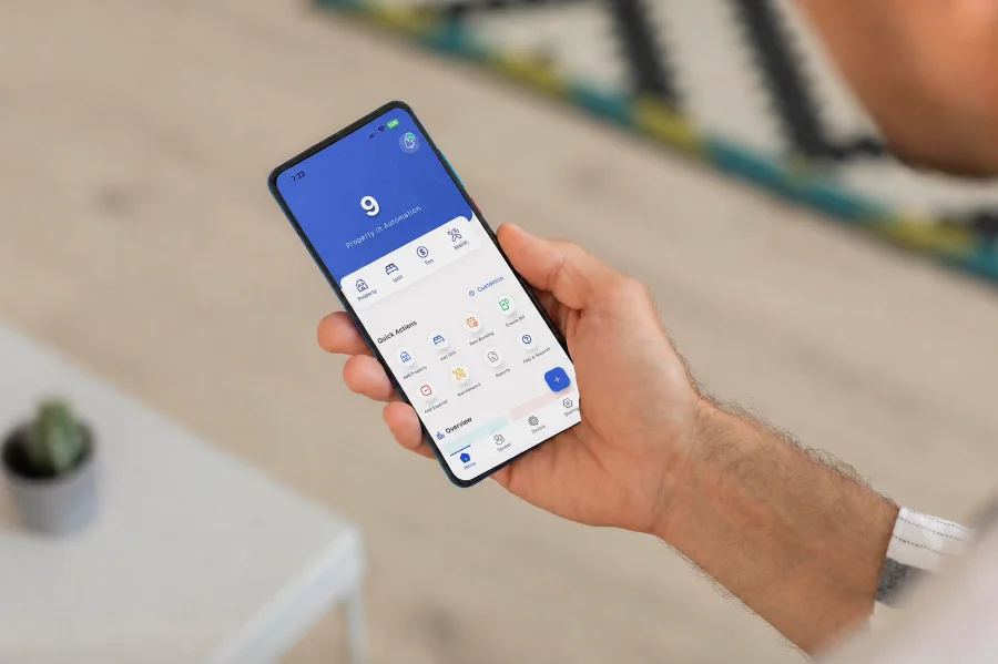 The EasyRenz tenant app in use on a phone